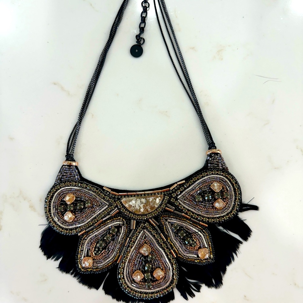 Stella & Dot feather statement necklace